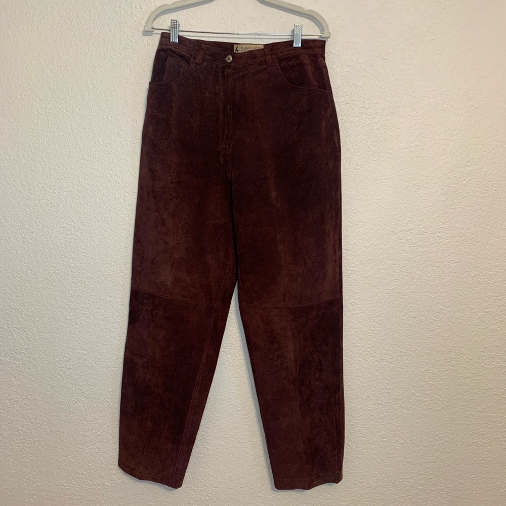 MARSH LANDING 80s Womens Size 12 Leather Burgundy Pants - Picture 2 of 10